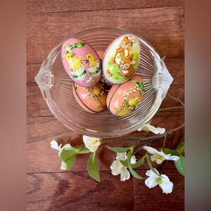 Vintage 5 Liam Devlin Tin Easter Egg Candy Containers ENGLAND Chicks and Ducks